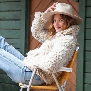 Anthropologie zipper/toggle faux fur teddy jacket XS $115